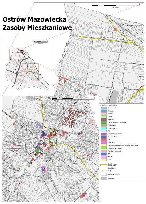 Diagnoza czynników i zjawisk kryzysowych oraz skali i charakteru potrzeb rewitalizacyjnych w Mieście Ostrów Mazowiecka Mapa 19.