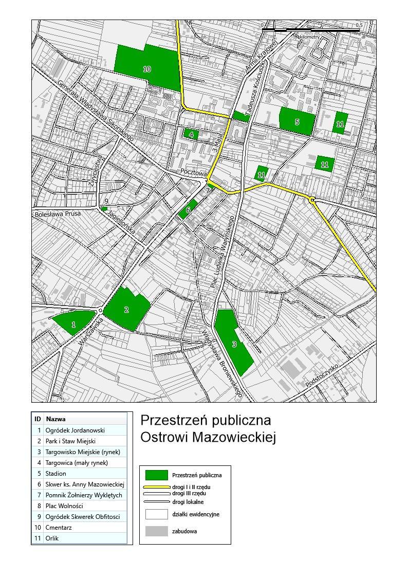 Diagnoza czynników i zjawisk kryzysowych oraz skali i charakteru potrzeb rewitalizacyjnych w Mieście Ostrów Mazowiecka Mapa 21.