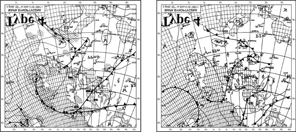 1997 z Codziennego Biuletynu Meteorologicznego IMGW (typ 3 sytuacji synoptycznej) Fig. 3. Synoptic charts for 15.