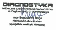 Strona 3 z 3 P/LAB/70 -F2 Lista badań prowadzonych w ramach zakresu elastycznego Wersja: I Data wydania: 2018-03-23 Nazwa i adres MEDYCZNE LABORATORIUM DIAGNOSTYKA ul.