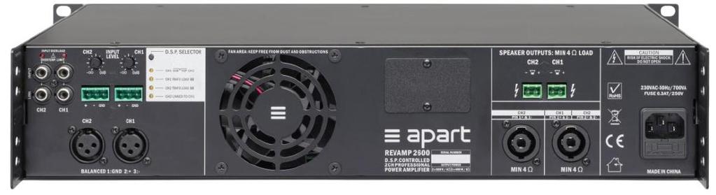 REVAMP2600 REVAMP2600 jest profesjonalnym, 2-kanałowym wzmacniaczem mocy, dysponującym mocą wyjściową 2 x 600 W przy 4 Ohm.
