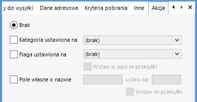 Akcja Tu ustalamy czy przy nadaniu paczki mają zostać zmienione jakieś pola dokumentu.