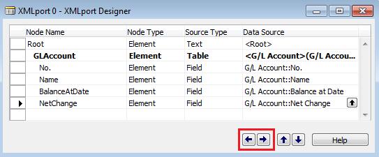 5. Dodaj do struktury XMLport'u kolejne węzły (powiązanie z tabelą 15 G/L Account oraz jej odpowiednimi polami).