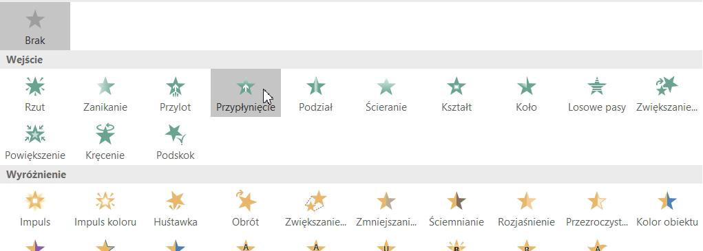 Na wstążce wybierz kartę Animacje i w grupie Animacja kliknij przycisk.