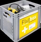 Uniwersalny zestaw Flutbox stanowi doraźną i skuteczną pomoc dla osób dotkniętych nagłym napływem wody.