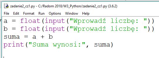 Rys. 3. Kod źródłowy programu Zadanie2_cz1 Zadanie 3. (zad. 4., str.