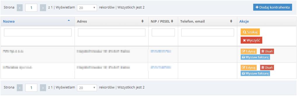 8.5 Kontrahenci Moduł umożliwia zarządzanie bazą kontrahentów na potrzeby fakturowania.