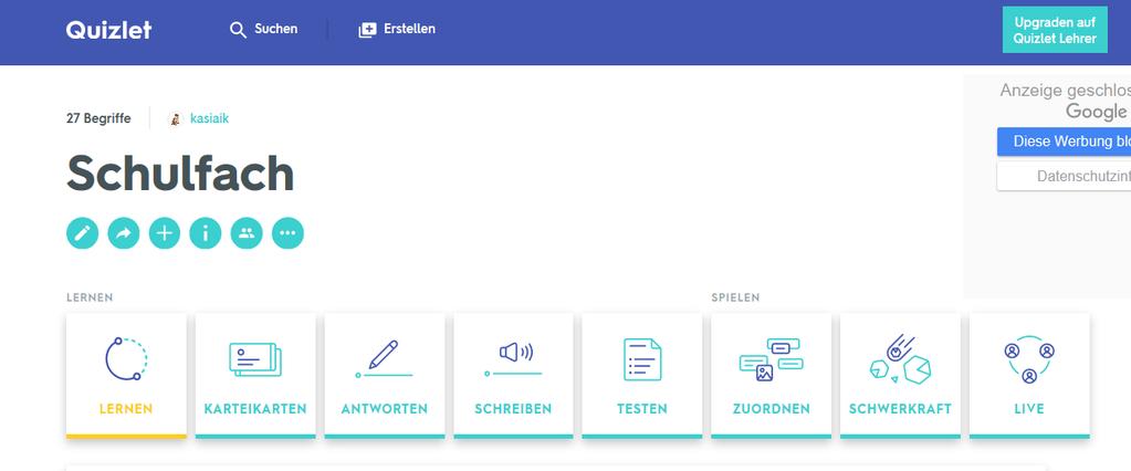 4. Quizlet aplikacja internetowa umożliwiająca tworzenie fiszek, np.