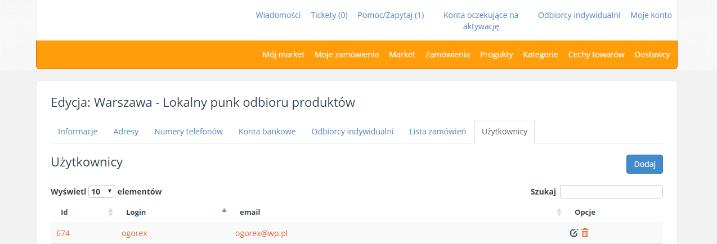 Edycja użytkownika Po zakończeniu edycji danych w zakładce Odbiorcy Indywidualni w panelu Moje konto została jedna