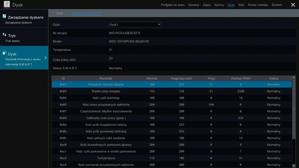 Monitorowanie kondycji dysku za pomocą funkcji Informacje S.M.A.R.