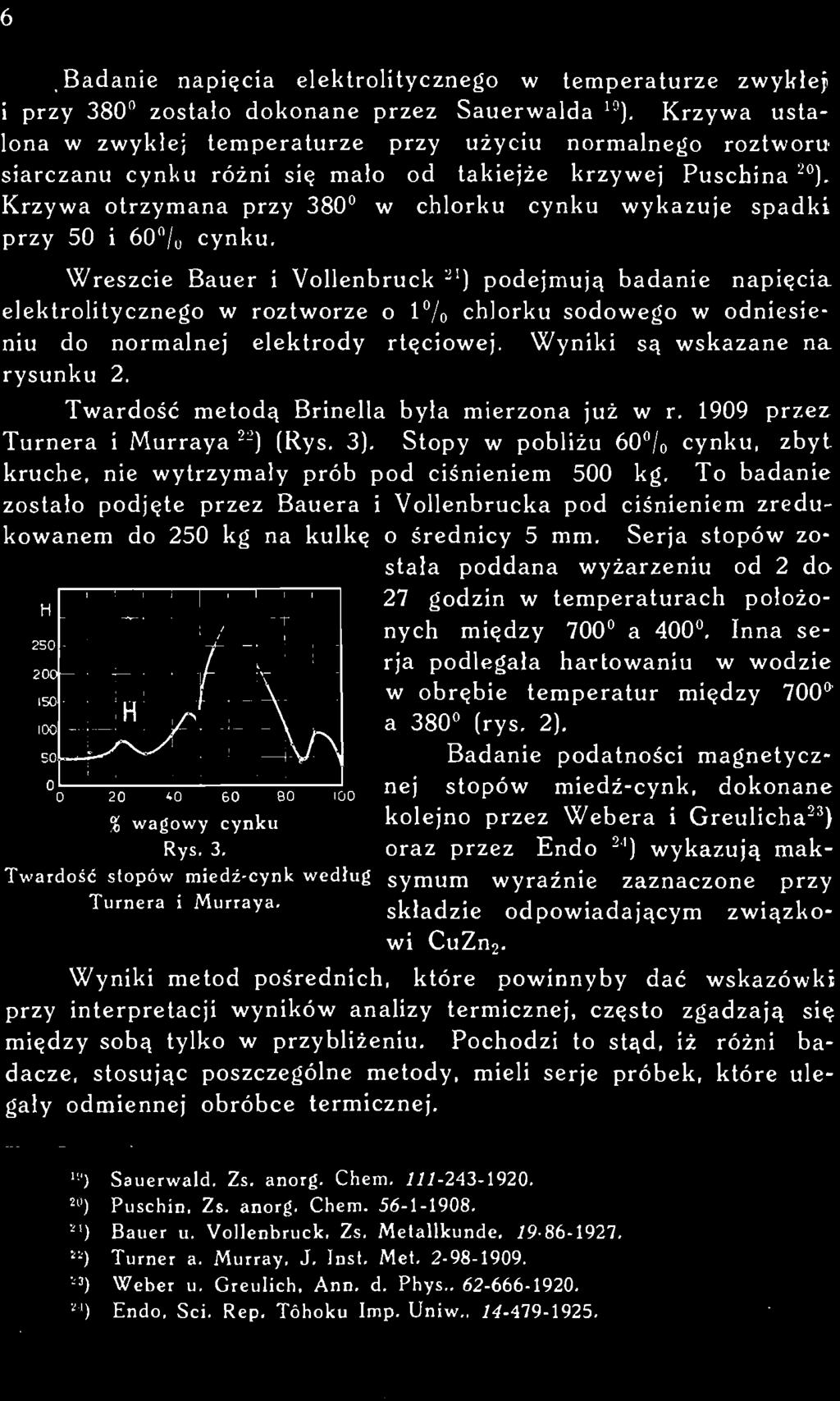 6 Badanie napięcia elektrolitycznego w temperaturze zwykłej i przy 380 zostało dokonane przez Sauerwalda ' ').