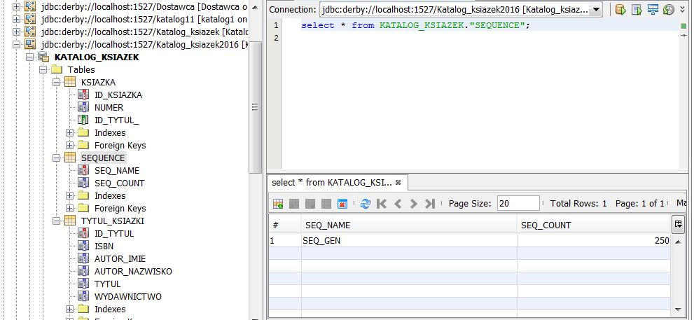 7.2. Zawartość tabeli SEQUENCE wspierającej działanie narzędzia ORM
