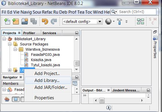 3.2. Należy kliknąć prawym klawiszem myszy na folder Libraries, wybrać pozycję Add Library, a