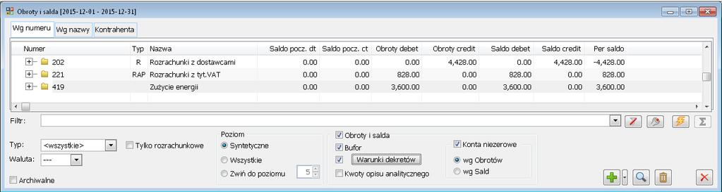 Po zaznaczeniu system będzie reagował na opis analityczny każdego wiersza dekretu księgowego.