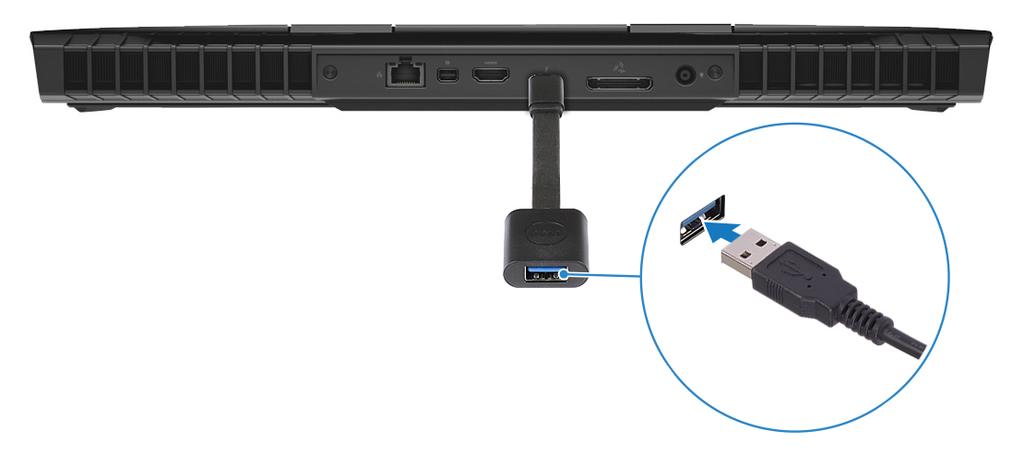 7 Podłącz kontroler konsoli XBOX do portu USB typu A przejściówki USB. 8 Podłącz urządzenie do śledzenia wzroku Oculus Rift dla kontrolerów Touch do portu USB typu A na przejściówce.