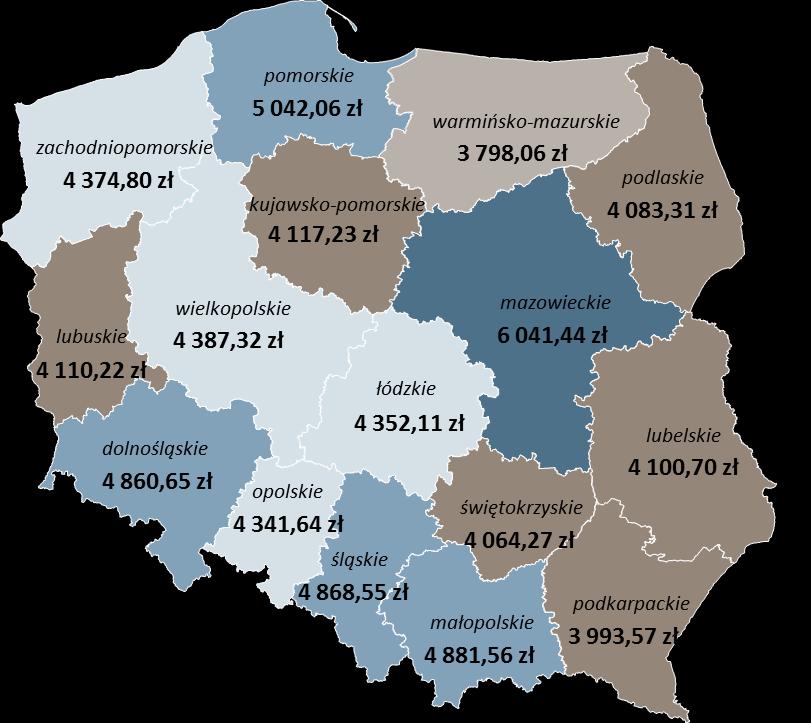 WYNAGRODZENIA W SEKTORZE PRZEDSIĘBIORSTW* Powyżej 5 084,00 zł 4 668,00 zł - 5 084,00 zł 4 252,00 zł - 4 668,00