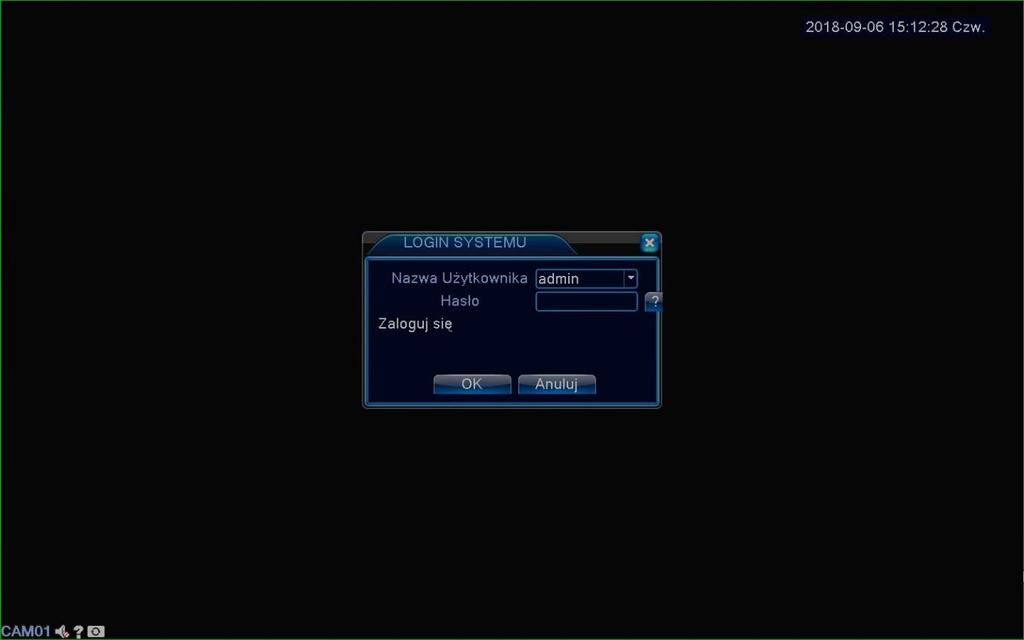 RYS 1: SYSTEM LOGIN Uwaga: Dla bezpieczeństwa danych zalecamy zmienić hasło administratora i innych użytkowników. Jeśli hasło będzie podane błędnie trzy razy, zostanie uruchomiony alarm.