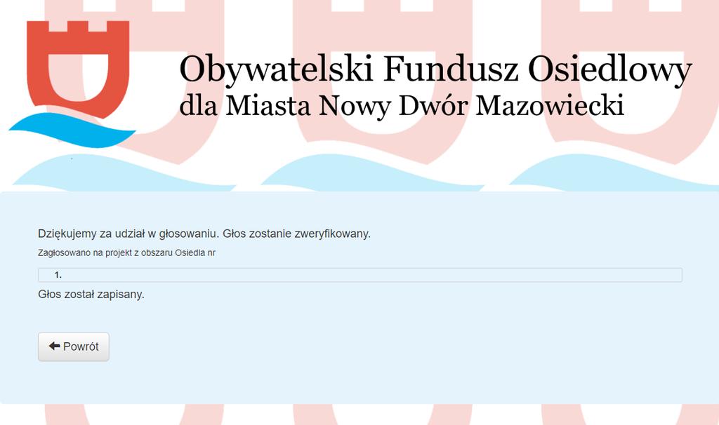 4 Przycisk do głosowania Kliknięcie tego przycisku oznacza również wyrażenie zgody na przetwarzanie danych osobowych dla potrzeb niezbędnych do realizacji procedury