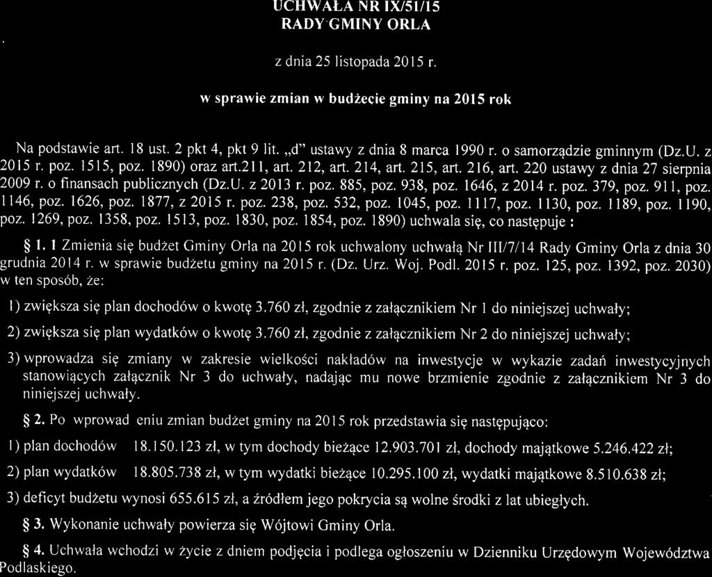 CHWAT,A R X/51/15 RADY.GMY RLA z ni 25 istp 2Q15. w spwie zmin w buzeie gminy n 2015 k pstwieft. l8ust.2pkt4,pkt9lit.,,"ustwyznismlgg0.smz?ziegminnym(dz.j.z 2015. pz. 1515, pz. 1890) z t.2ll, t.