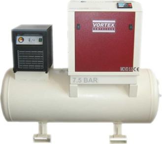 MC 2 Seria 2,2 kw kw sprężarki na zbiorniku Sprężarki na zbiorniku występują w opcji z zintegrowanym osuszaczem i systemem ﬁltrującym model MCVD.