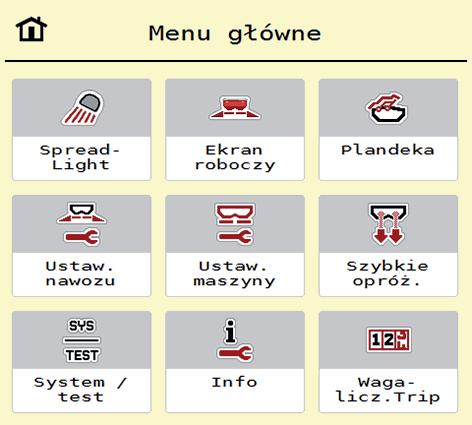 Obsługa AXENT ISOBUS. Rysunek.3: AXENT ISOBUS W menu głównym wyświetlane są wszystkie dostępne podmenu.