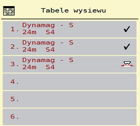 Obsługa AXENT ISOBUS.5.12 Tabele wysiewu W tym menu można tworzyć tabele wysiewu i zarządzać nimi.