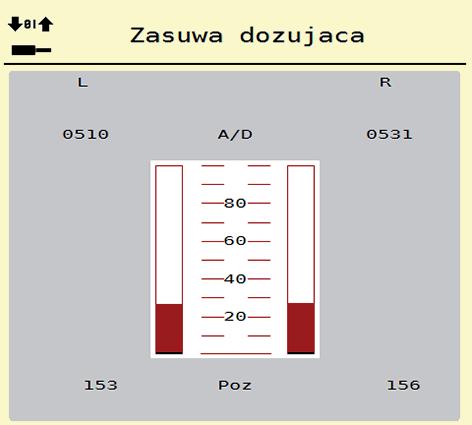 Obsługa AXENT ISOBUS Przykład: Test/diagnostyka zasuw dozujących 1. Wywołać menu Test/diagnostyka > Zasuwy dozujące. Wyświetlacz pokazuje status siłowników/czujników. 1 2 3 Rysunek.