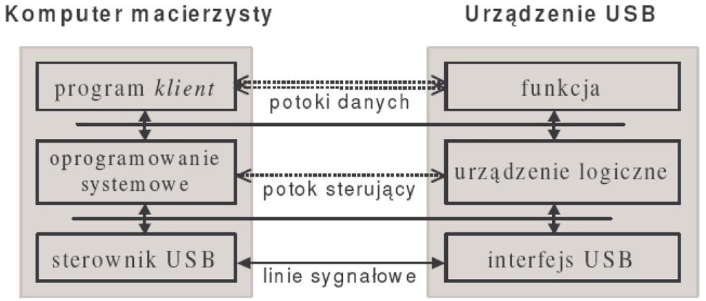 Struktura warstw USB warstwa funkcjonalna warstwa logiczna warstwa