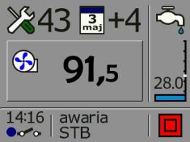 spalin. Kocioł przechodzi w stan awaryjny, załącza się pompa c.o. i c.w.u. AARM KOCIOŁ PRZEGRZAY.