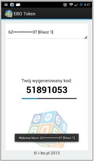 Rysunek 63: Zakończenie konfiguracji (krok 2) Rysunek 64: Widok poprawnie skonfigurowanego tokena Poprawnie skonfigurowany token, generuje co 30 sekund nowy kod autoryzacyjny.