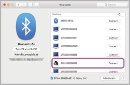 2 Wybudź komputer z trybu uśpienia. 3 Zarejestruj zestaw nagłowny przy użyciu komputera. 1. Wybierz opcję [ (System Preferences)] - [Bluetooth] z paska zadań w prawej dolnej części ekranu. 2.