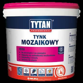 SYSTEMY OCIEPLEŃ IS54 TYNK MINERALNY (biały) Tynk mineralny na bazie białego cementu do wykonywania dekoracyjnych powłok zewnętrznych i wewnętrznych o strukturze baranka lub kornika.