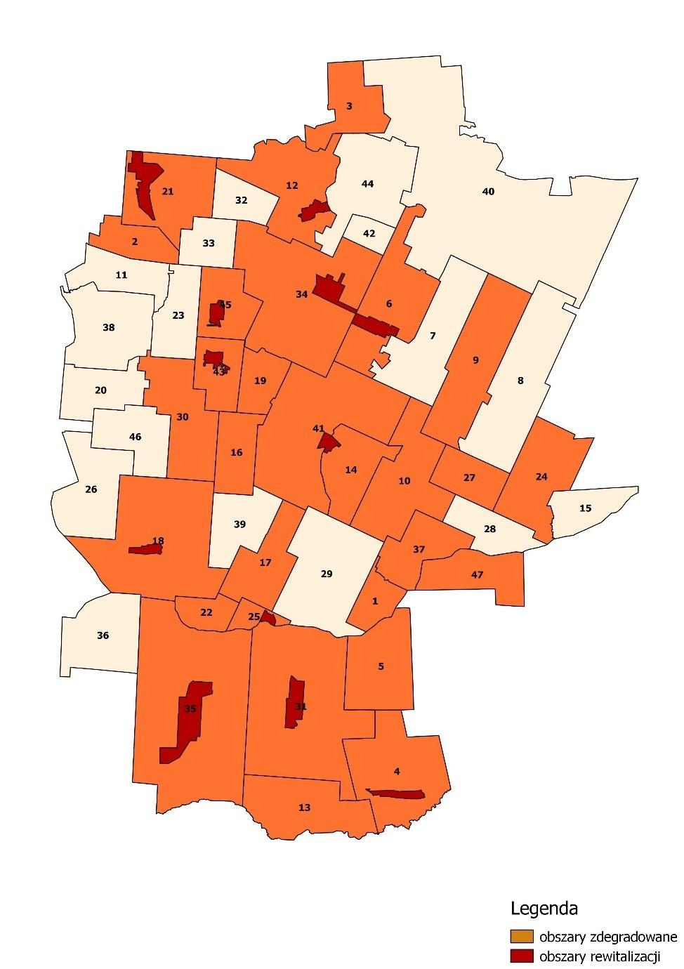 Mapa obszarów zdegradowanych i do rewitalizacji Tabela 10. Obszar zdegradowany i rewitalizacji Lp.