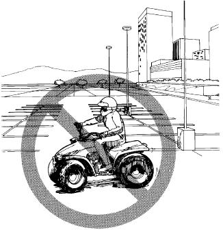 Jazda ATV po utwardzonych nawierzchniach, chodnikach, parkingach i ulicach stwarza zagroŝenie. Opony ATV przewidziane są wyłącznie do jazdy po bezdroŝach.