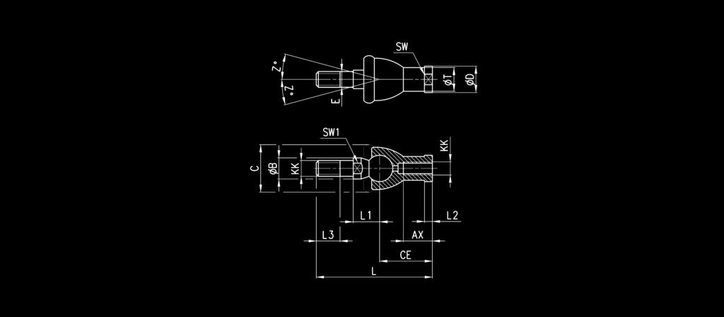 GY Materiał: znal i stal ocynkowana Model KK L CE L2 AX E B C T D L L3 SW SW Z GY-2-6 2 M6x 55 28 5 5 6 0 20 0 3 2,2 8 5