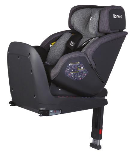4-level backrest adjustment: both in rearward and forward position Advanced Side Impact Protection System - combination of energy-consuming materials (EPS, PP, PA + FG, Memory Foam) Buckle