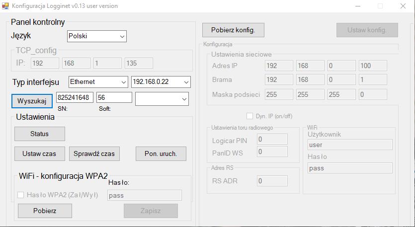 8.3. Połączenie kablowe LAN (RJ45) Za pomocą złącza sieciowego LAN możemy podłączyć centralę Logginet UNI z komputerem PC za pośrednictwem istniejącej sieci komputerowej.