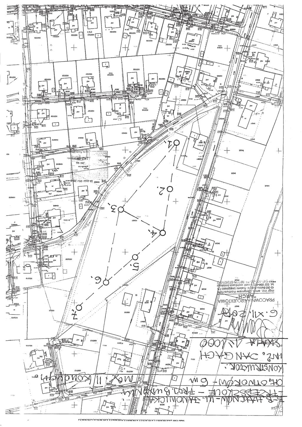 13 MAPA DKUMENTACYJNA KAA 1 : 1000 7 II IV 6 5 I III 4 1056/1 II 3 III 2 1