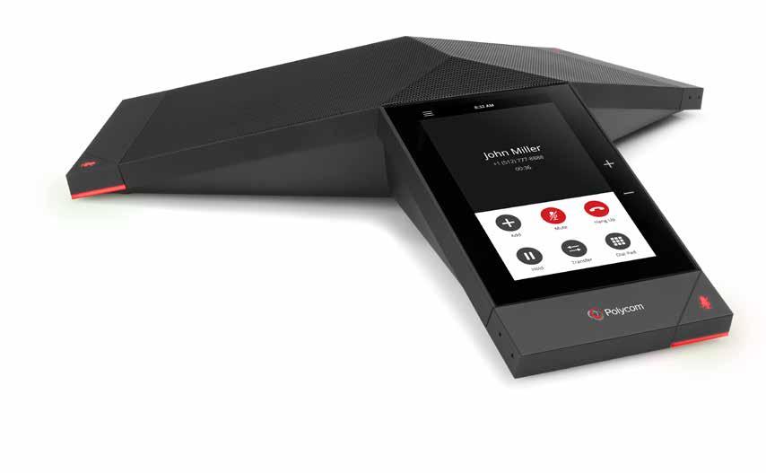 brzmienie oraz technologię Polycom NoiseBlock, która automatycznie wycisza odgłosy w tle, jak np. stukanie klawiszy klawiatury.