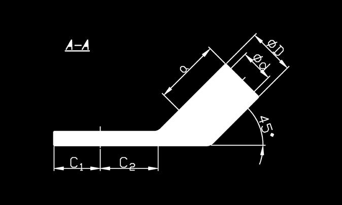 Końcówki kątowe rurowe typu K45D Pokrycie: cynowane galwanicznie. Wykonanie: DIN 46235 dotyczy części rurowej. Tubular angle terminals K45D type Surface: tin-plated.