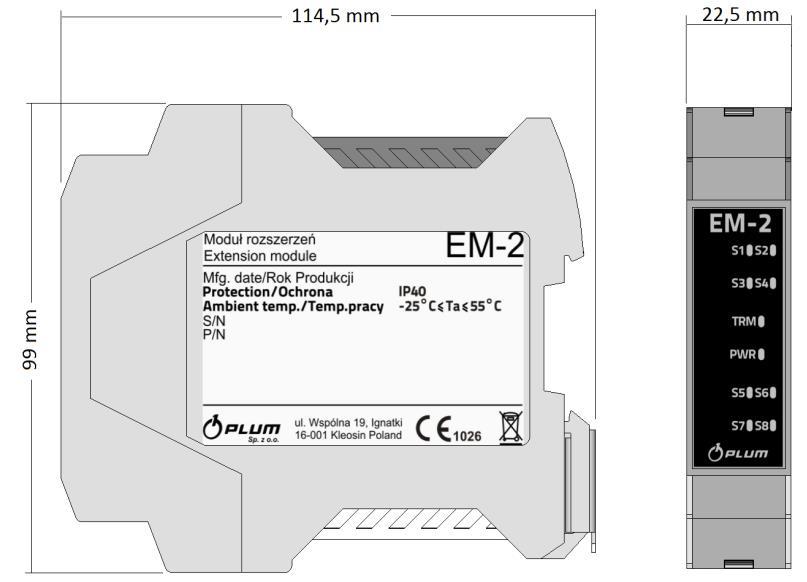 DANE TECHNICZNE WARUNKI ZABUDOWY Interfejs jest przystosowany do montażu na typowej szynie DIN (TS35). Do podłączania przewodów (max. 2,5 mm 2 ) służą dwuczęściowe złącza z zaciskiem śrubowym.