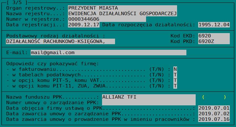 W dolnej części ekranu należy wybrać z listy klawiszem Insert właściwy fundusz, z którym została podpisana umowa o zarządzanie, oraz wprowadzić właściwe daty.