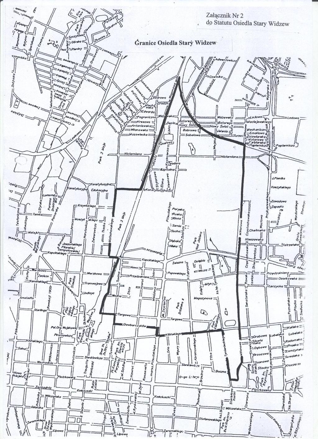 Załącznik nr 2 do Statutu Osiedla Stary Widzew Granice Osiedla