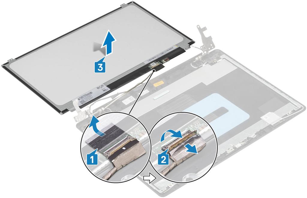 Instalowanie panelu wyświetlacza 1 Umieść panel wyświetlacza na płaskiej i czystej powierzchni [1].