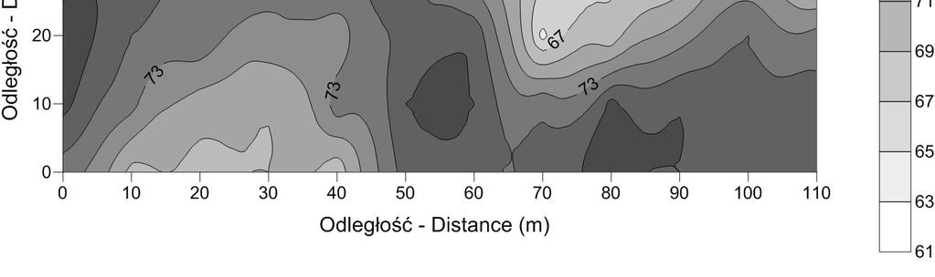 Obszary o większej zawartości C organicznego związane są z niewielkimi obniŝeniami w topografii terenu. Rys. 2.