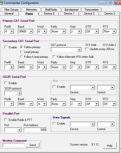 Zakładka Ports: Pole Primary CAT Serial Port: Port #4,