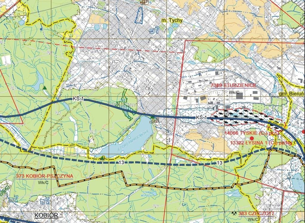 Tychy Lasy ochronne Linia kolejowa nr 139 Ulica Bielska Użytek ekologiczny