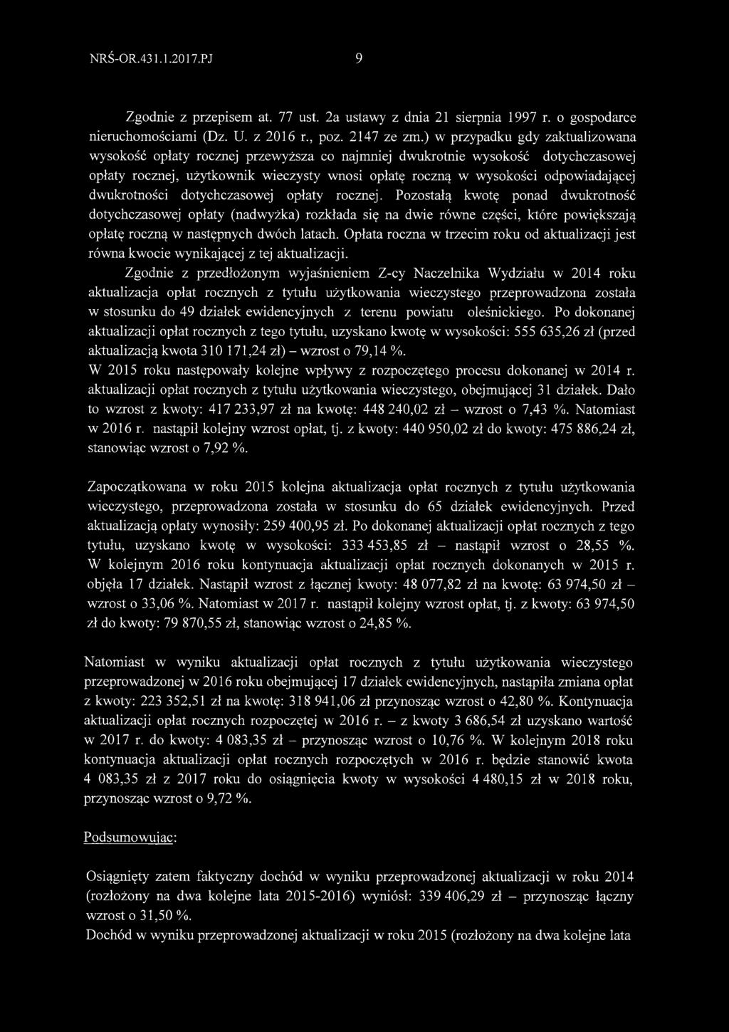 dwukrotności dotychczasowej opłaty rocznej.