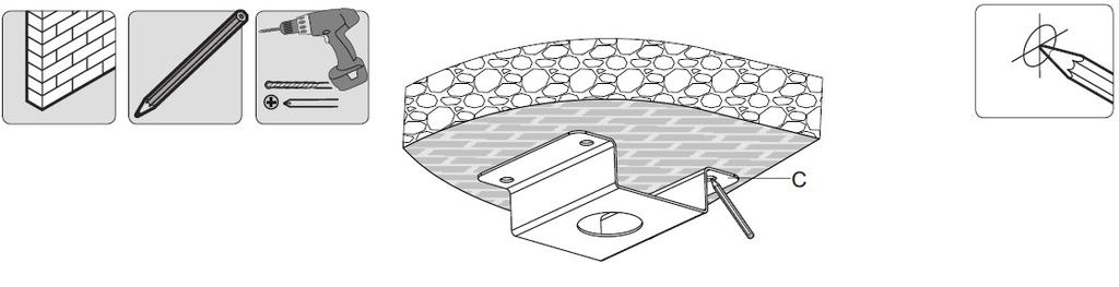 Nawiercanie otworów w suficie. Wykorzystaj płytę mocowania jako szablon.