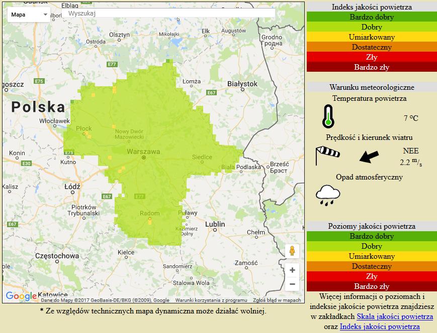 w związku z ostrzeżeniem WIOŚ o złej jakości powietrza (kolor żółty) dla pyłu zawieszonego PM 2,5 w powietrzu